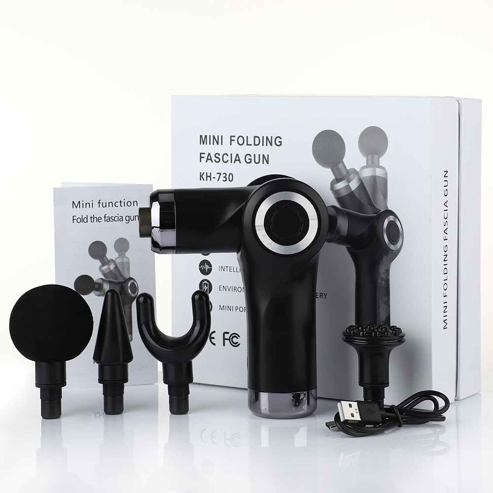 Folding Electric Massage Gun Deep Powerful Tissue Fascia Gun Muscle Massager Rechargeable Fascia Gun Cordless Massager Tool