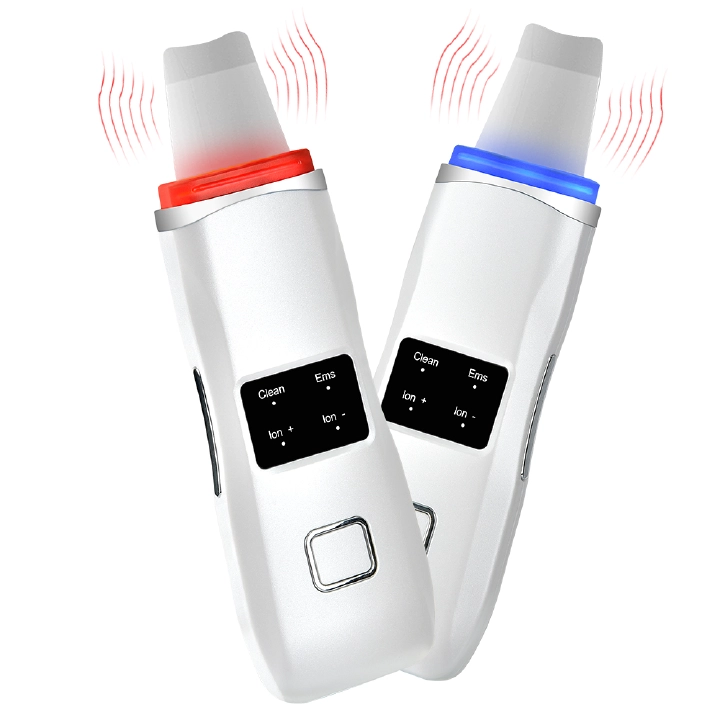 Ultrasonic Skin Scrubber LED Photon Ion Deep Face Cleaning Vibration Massager Rechargeable USB Acne Blackhead Removal Cleanser