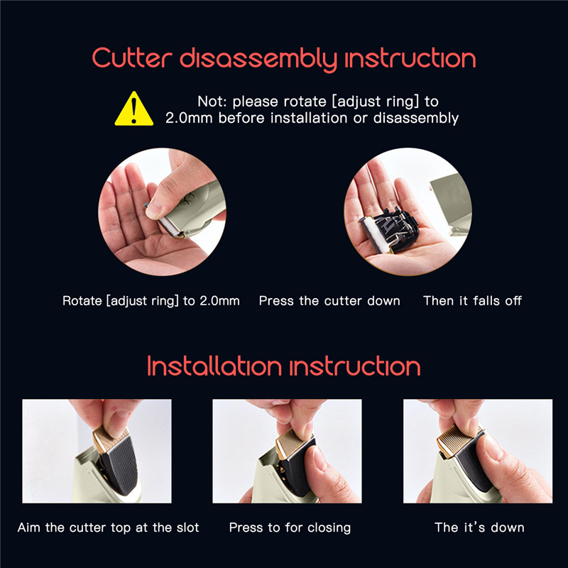 Professional Balding Hair Clipper Electric Beard Shaving Machine Hair Trimmer USB Charging Low-Noise Grooming Hair Cutter Machine With 4 Free Limit Comb High Powerful motor