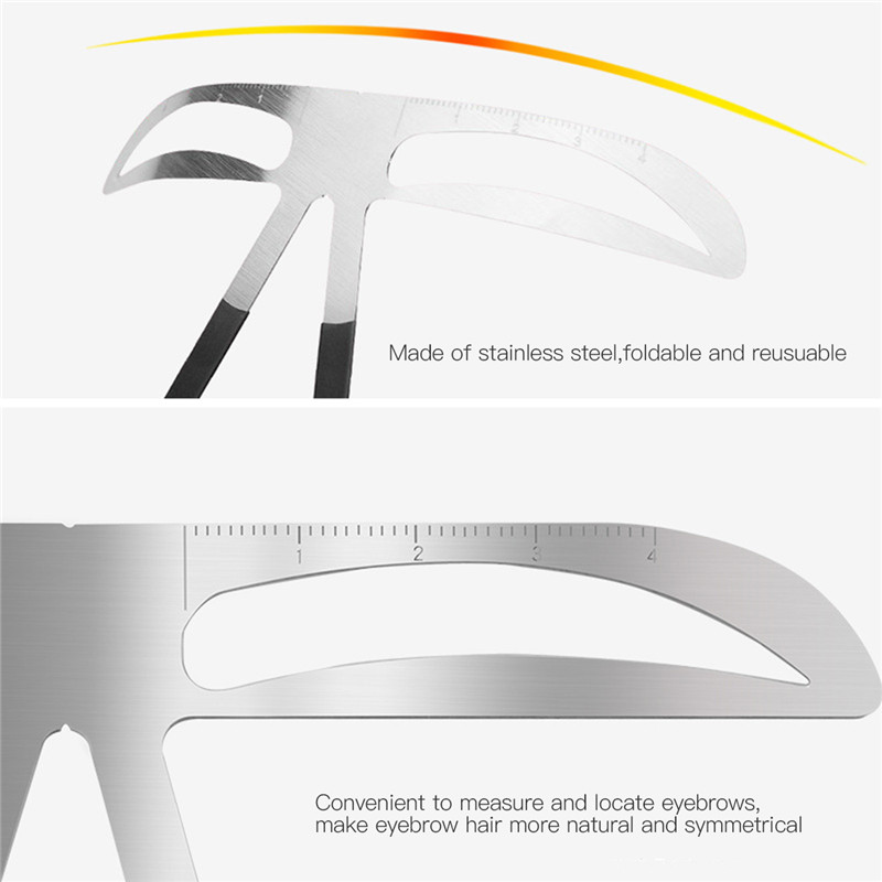 Reusable 3D Eyebrow Shaper Stencil DIY Stainless Steel Eye brow Ruler Permanent Makeup Beauty Tool