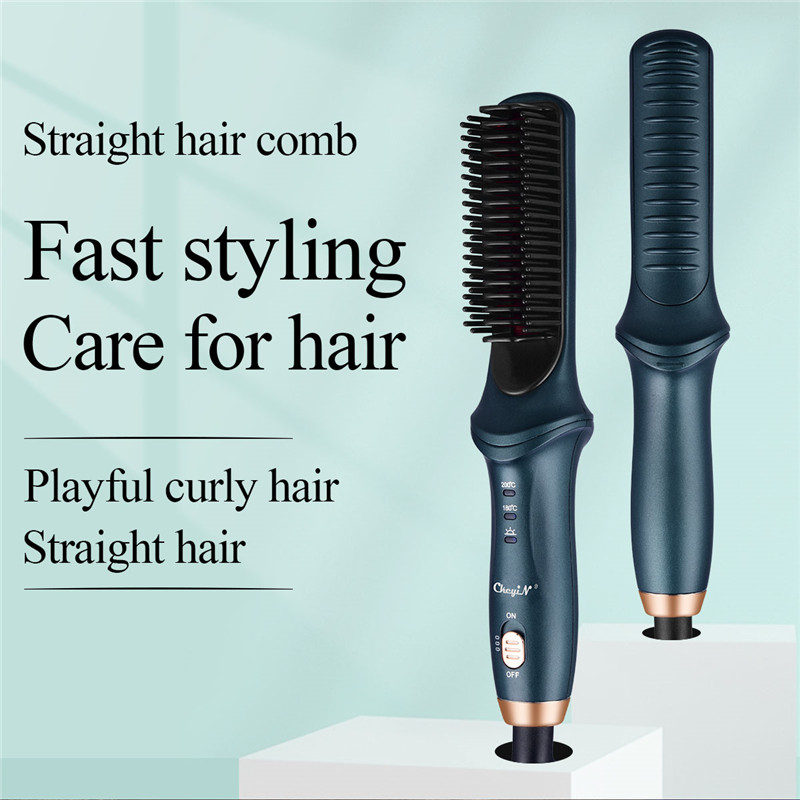 New Arrival Electric Hair Straightener Comb Brush Hot Comb Hair Styling Straight Curling Dual-Use Hair Dryer Bangs Curling Tool