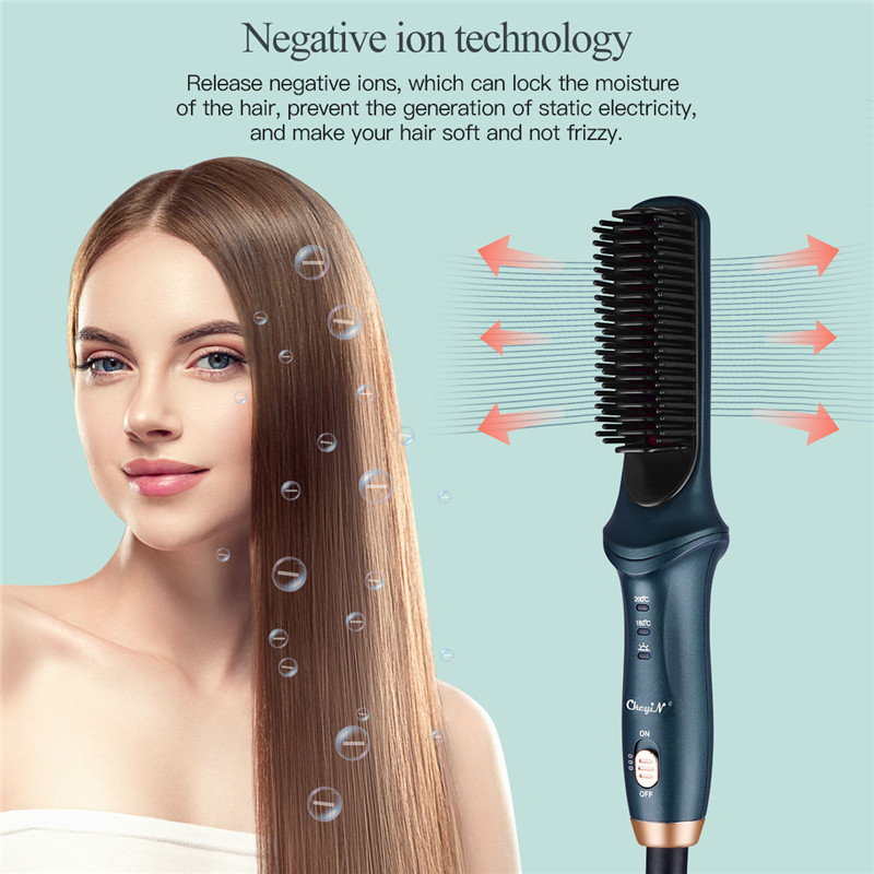 New Arrival Electric Hair Straightener Comb Brush Hot Comb Hair Styling Straight Curling Dual-Use Hair Dryer Bangs Curling Tool