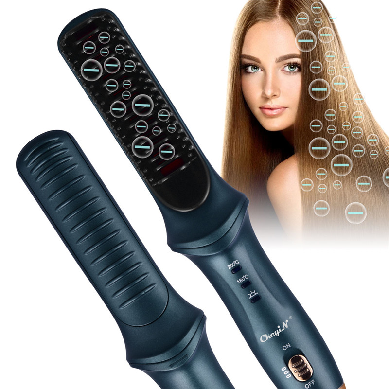 New Arrival Electric Hair Straightener Comb Brush Hot Comb Hair Styling Straight Curling Dual-Use Hair Dryer Bangs Curling Tool
