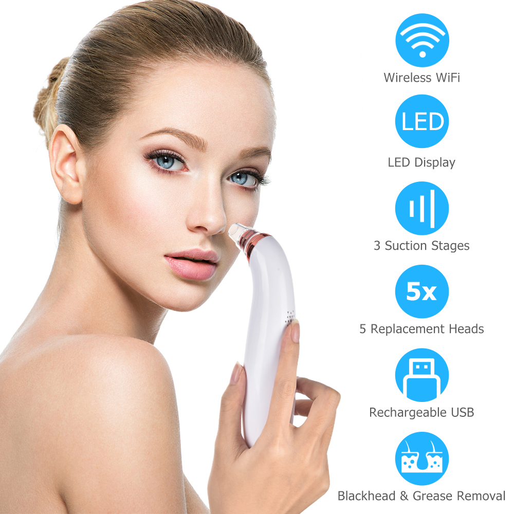 Visible Blackhead Remover WiFi Camera Vacuum Suction LED Display Blackhead Remover Visual Pore Pimple Deep Cleaner Skin Care