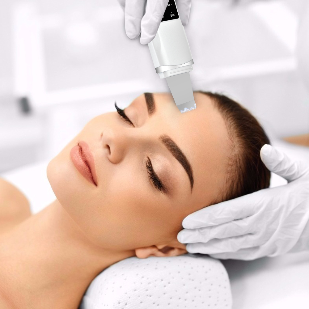 Ultrasonic Skin Scrubber LED Photon Ion Deep Face Cleaning Vibration Massager Rechargeable USB Acne Blackhead Removal Cleanser