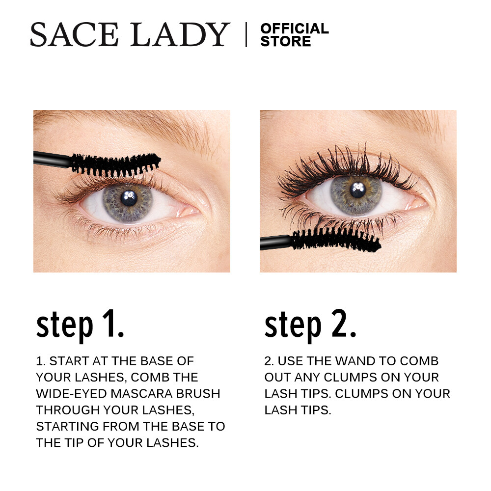 Sace Lady Waterproof Mascara Eyebrow Set Eyelash Curler Black Volumizing Long Lashes Curling Eye Make Cosmetics