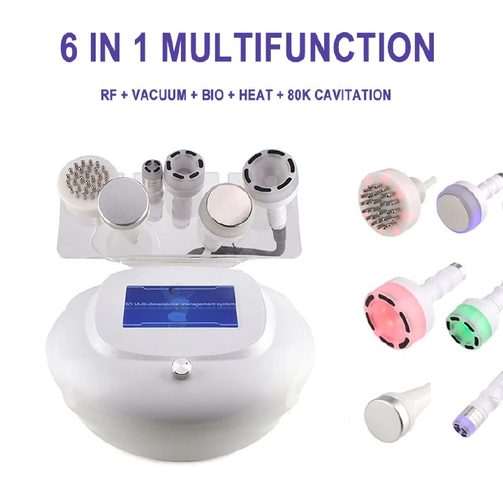 80K 6 in 1 Cavitation RF Ultrasonic Vacuum Weight Loss Body Slimming Beauty Machine BIO Heating Technology Reduce Fat  Stimulate Collagen Production Benchtop 5D Sculpture Instrument skin elasticity