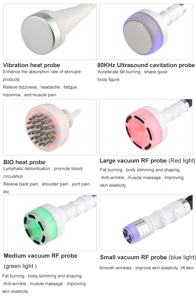 80K 6 in 1 Cavitation RF Ultrasonic Vacuum Weight Loss Body Slimming Beauty Machine BIO Heating Technology Reduce Fat  Stimulate Collagen Production Benchtop 5D Sculpture Instrument skin elasticity