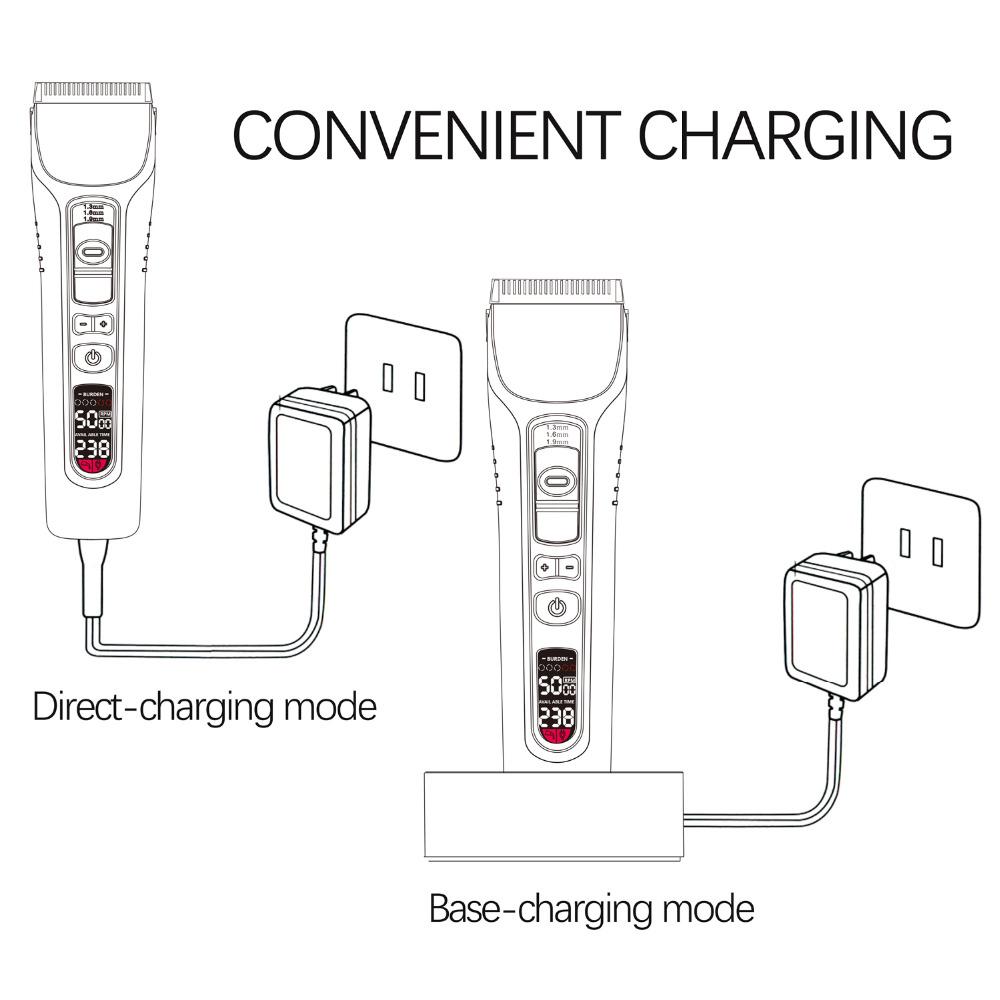 Strong Power Hair Clipper LCD Display Titanium Ceramic Blade Hair Trimmer Professional Salon Hair Cutting Machine USB Charge