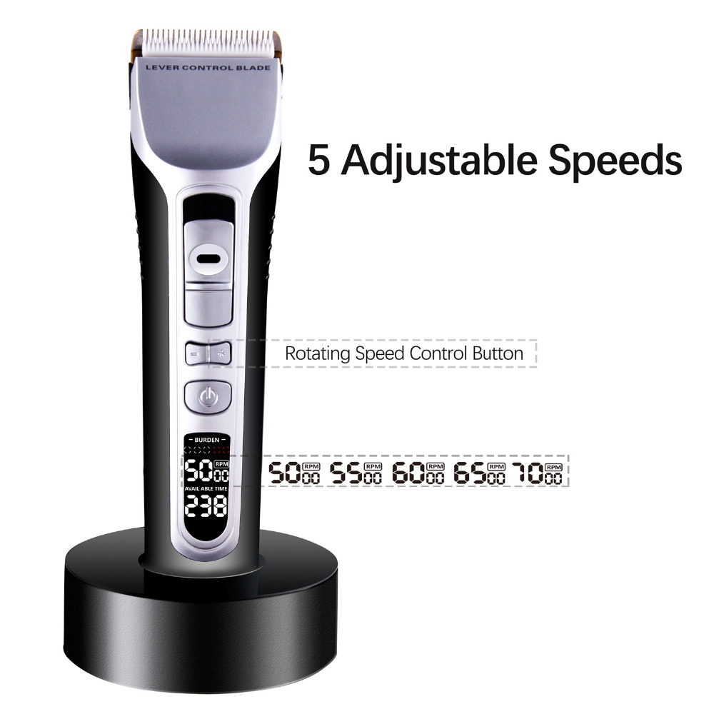 Strong Power Hair Clipper LCD Display Titanium Ceramic Blade Hair Trimmer Professional Salon Hair Cutting Machine USB Charge