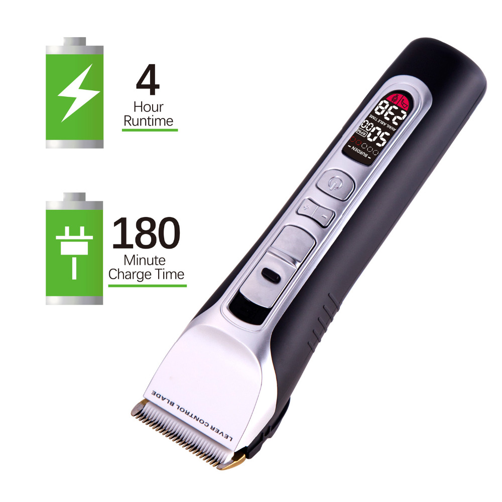 Strong Power Hair Clipper LCD Display Titanium Ceramic Blade Hair Trimmer Professional Salon Hair Cutting Machine USB Charge