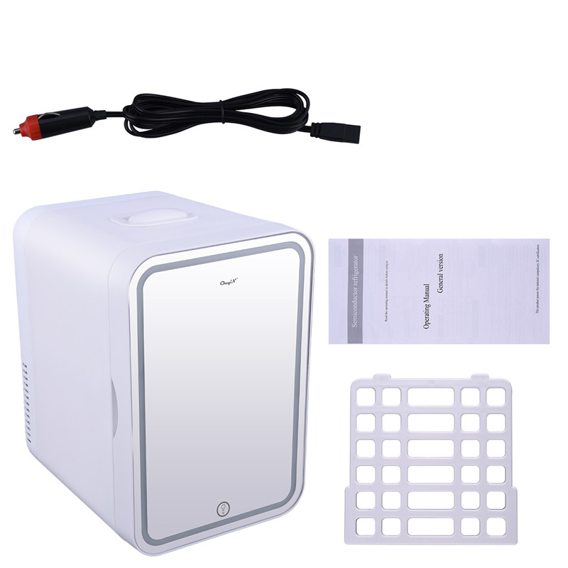 6L Mini Makeup Fridge Portable Cosmetic Refrigerator Facial Mask Skin Care Products Refrigerator With LED Makeup Mirror Home And Car Small Refrigerator Dual Use Hot Cold