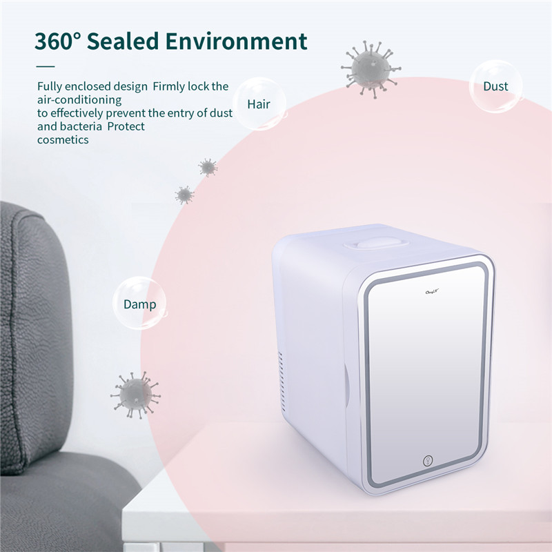 6L Mini Makeup Fridge Portable Cosmetic Refrigerator Facial Mask Skin Care Products Refrigerator With LED Makeup Mirror Home And Car Small Refrigerator Dual Use Hot Cold