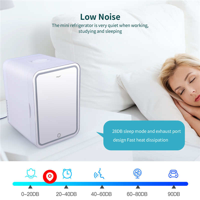 6L Mini Makeup Fridge Portable Cosmetic Refrigerator Facial Mask Skin Care Products Refrigerator With LED Makeup Mirror Home And Car Small Refrigerator Dual Use Hot Cold