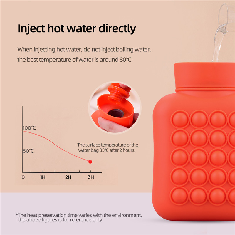 Rubber Hot Water Bottle Bag with Hot and Cold Compress for Cramps Pain Relief Arthritis Aches Pains 500ml bubble pop design warm up and relieve anxiety and stress at the same time