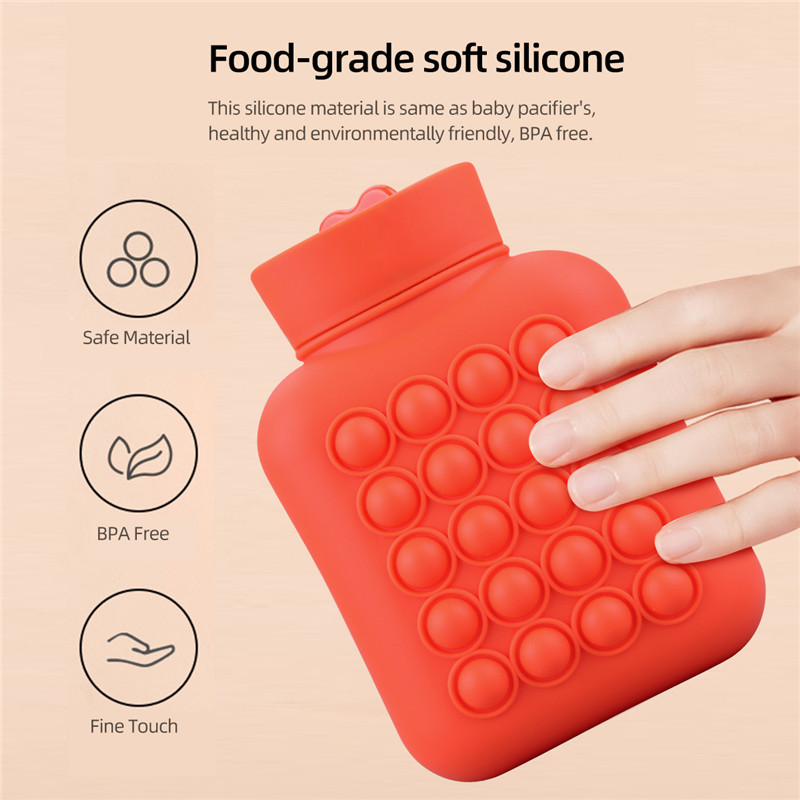 Rubber Hot Water Bottle Bag with Hot and Cold Compress for Cramps Pain Relief Arthritis Aches Pains 500ml bubble pop design warm up and relieve anxiety and stress at the same time