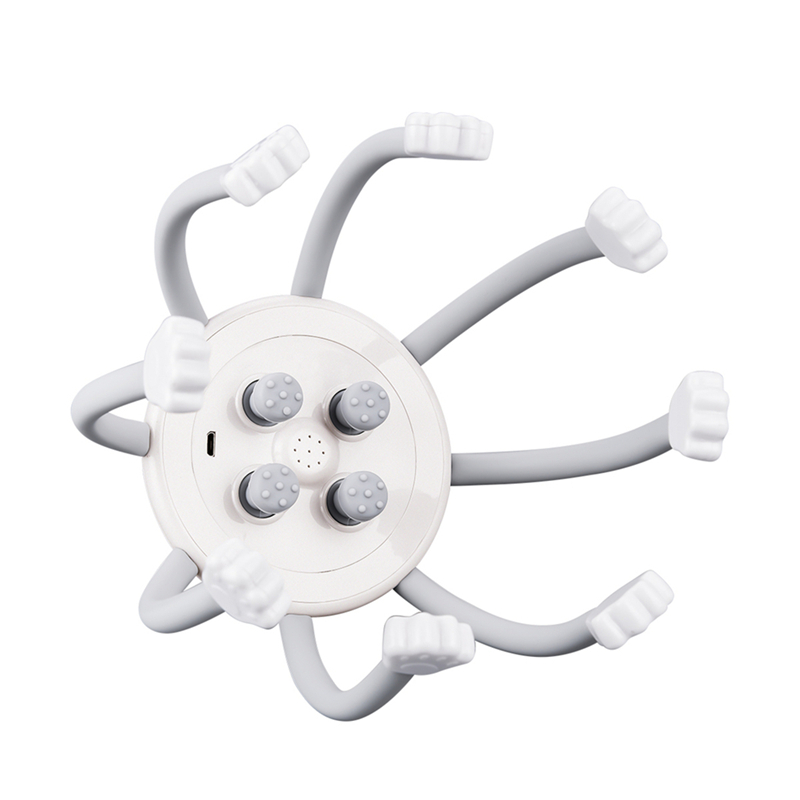 Electric Octopus Head Massager Kneading Relaxing Scalp Automatic Vibration Stress Relief Tool Meridian Dredge Scalp Massager Brain Relaxation TMS massager with eight 3D massage heads 4 massage modes