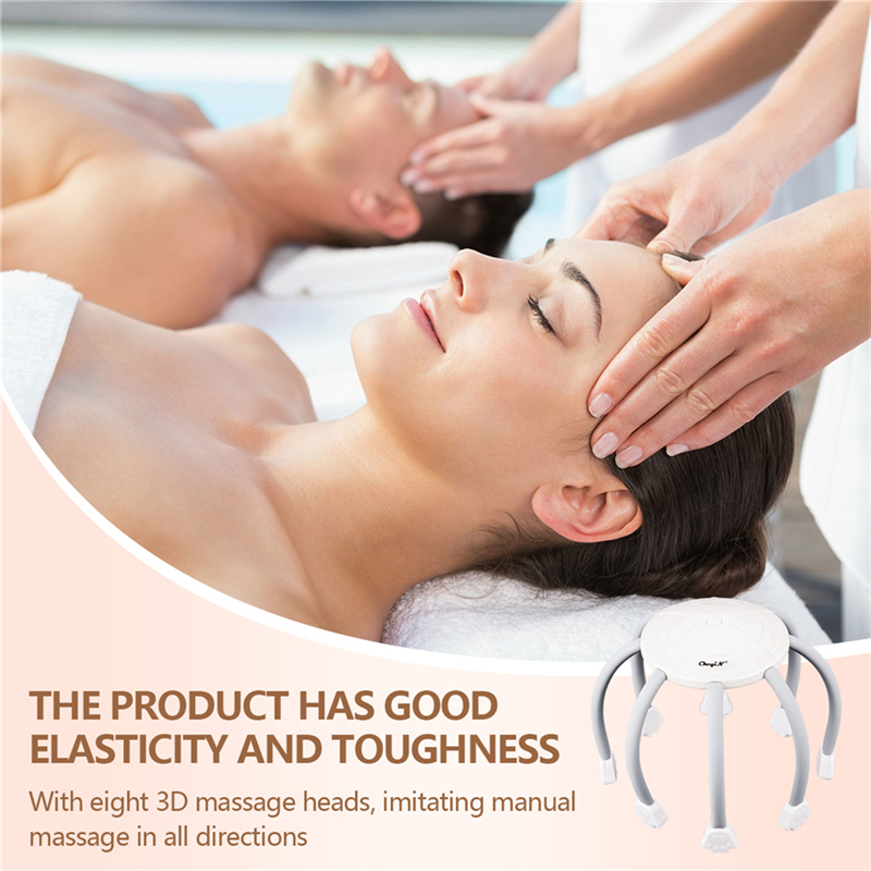 Electric Octopus Head Massager Kneading Relaxing Scalp Automatic Vibration Stress Relief Tool Meridian Dredge Scalp Massager Brain Relaxation TMS massager with eight 3D massage heads 4 massage modes