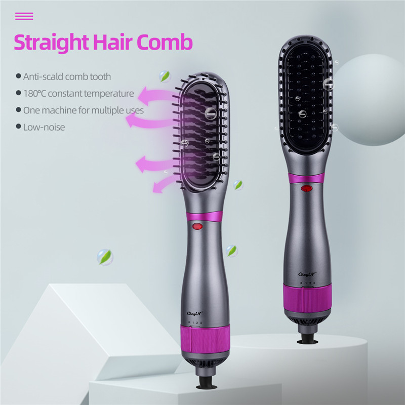 Hair Dryer Brush 350W Hair Brush Low Noise 180 ℃ 3 Speed ​​Anti Scald Design Negative Ion Hair Styling Tools Multifunctional Electric Hot Air Blow Combs Tourmaline Ceramic Hair Dry Brush