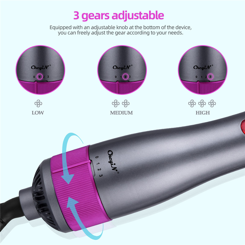 Hair Dryer Brush 350W Hair Brush Low Noise 180 ℃ 3 Speed ​​Anti Scald Design Negative Ion Hair Styling Tools Multifunctional Electric Hot Air Blow Combs Tourmaline Ceramic Hair Dry Brush