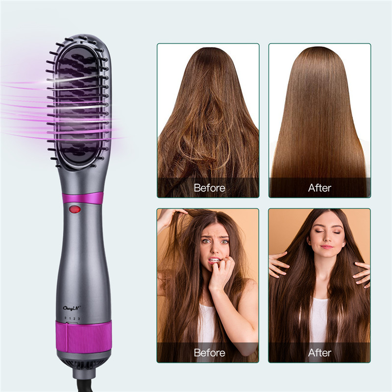 Hair Dryer Brush 350W Hair Brush Low Noise 180 ℃ 3 Speed ​​Anti Scald Design Negative Ion Hair Styling Tools Multifunctional Electric Hot Air Blow Combs Tourmaline Ceramic Hair Dry Brush