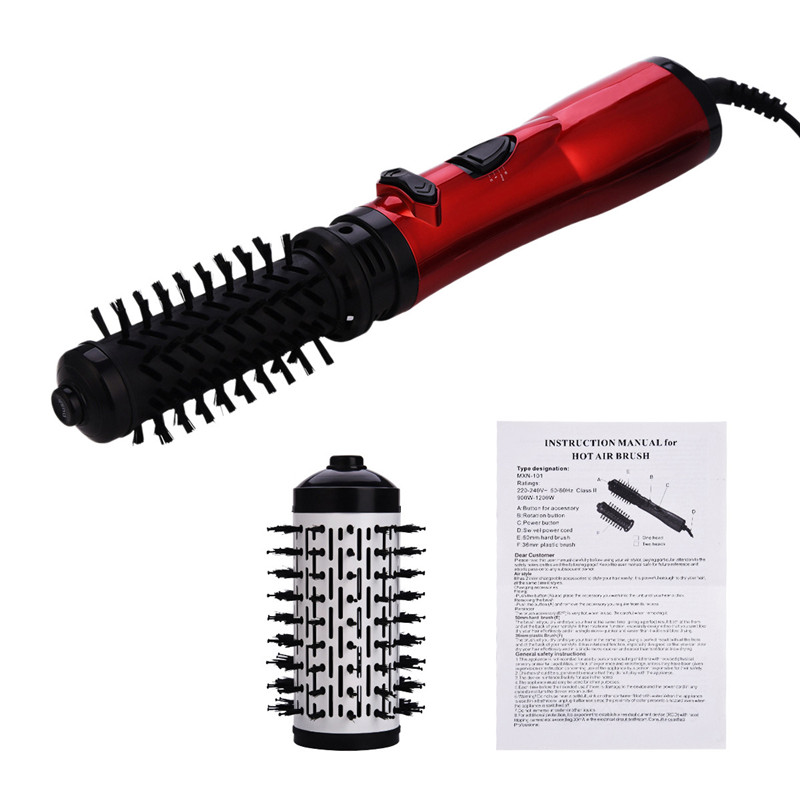 2 In 1 Rotating Hair Dryer Hot Air Brush Styler Comb Curling Iron Roll Styling Brush Blow With Nozzles 2 Speed & 3 Heat Setting 950W  Professional Salon Hair Care Styling Tool