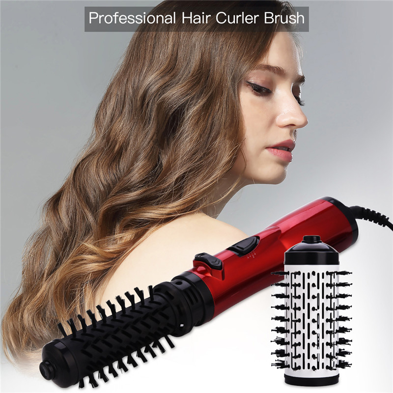 2 In 1 Rotating Hair Dryer Hot Air Brush Styler Comb Curling Iron Roll Styling Brush Blow With Nozzles 2 Speed & 3 Heat Setting 950W  Professional Salon Hair Care Styling Tool