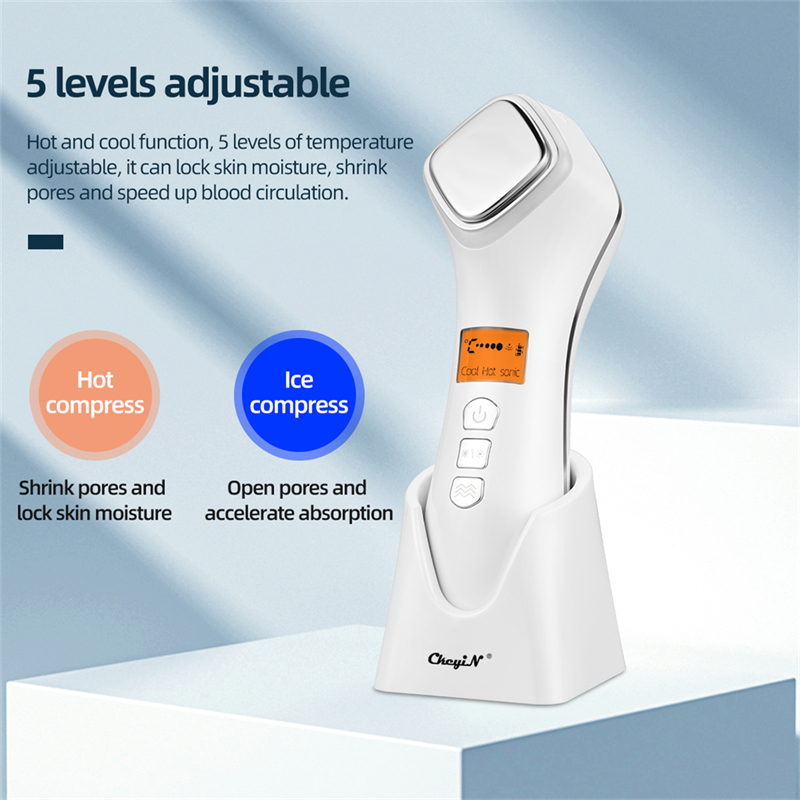 Face Massager LED Photon Skin Rejuvenation Beauty Devices Deep Cleansing Facial Lift Eyes Care Wrinkle Remove Tool Hot Cool Facial Massager Sonic Vibration Skin Care Beauty Device