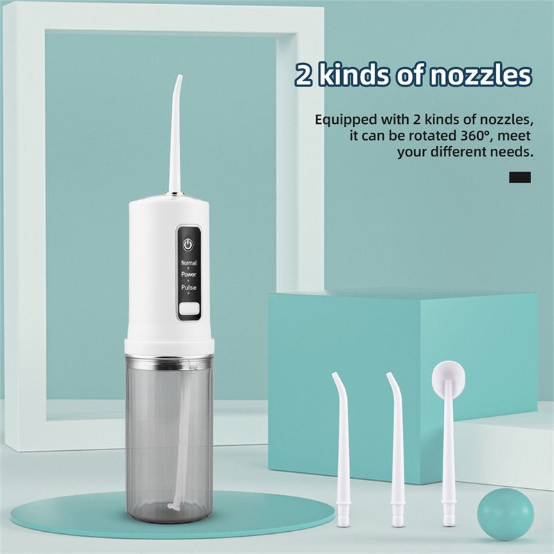 Portable 3 Modes Dental Water Flosser Electric Smart Pulse Irrigator Jet Dental Water Floss Tip Washable Teeth Whitening Cleaner Waterproof Tooth Flushing Device High-frequency Pulse Tooth Care Tool
