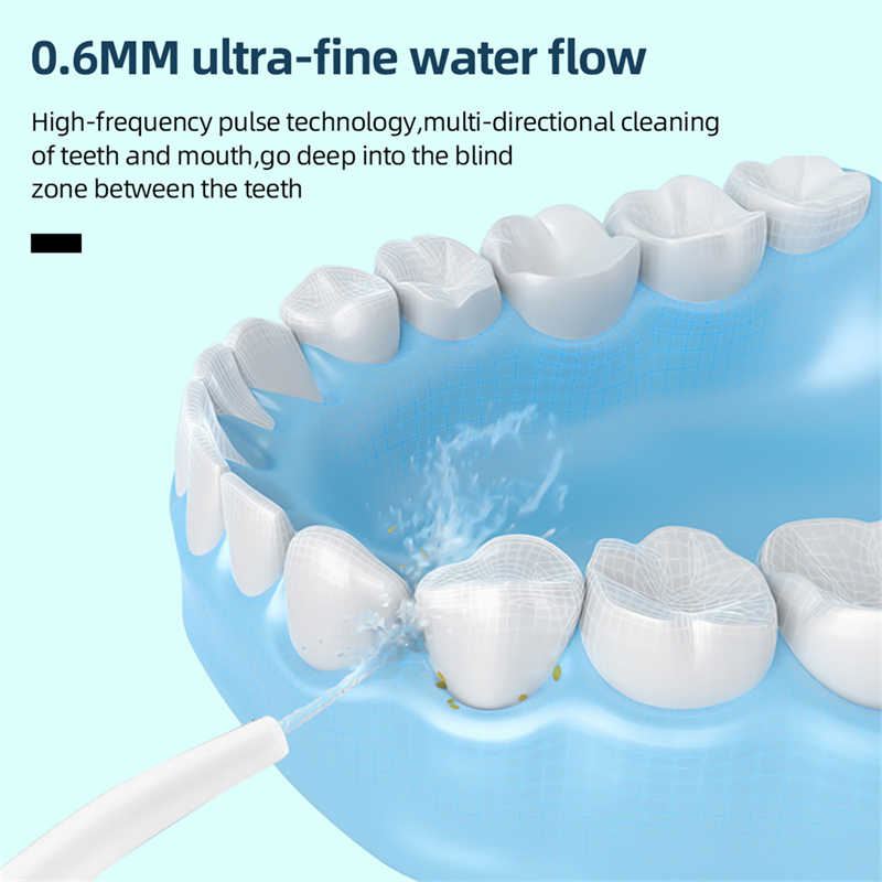 Portable 3 Modes Dental Water Flosser Electric Smart Pulse Irrigator Jet Dental Water Floss Tip Washable Teeth Whitening Cleaner Waterproof Tooth Flushing Device High-frequency Pulse Tooth Care Tool