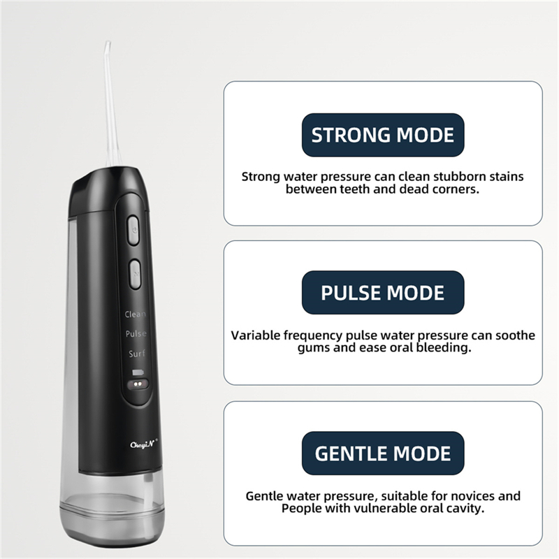 Professional Oral Irrigator with 300ml Water Tank Portable Electric USB Rechargeable  Tooth Cleaner Tooth Whitening Water Oral Dental Floss Dental Irrigator for Home Travel