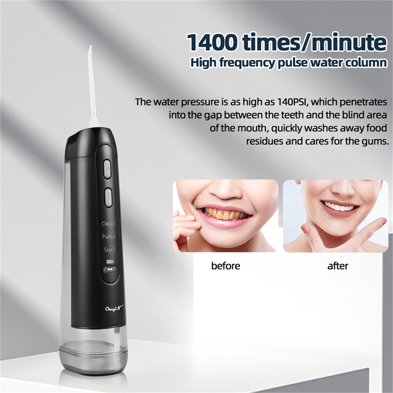 Professional Oral Irrigator with 300ml Water Tank Portable Electric USB Rechargeable  Tooth Cleaner Tooth Whitening Water Oral Dental Floss Dental Irrigator for Home Travel