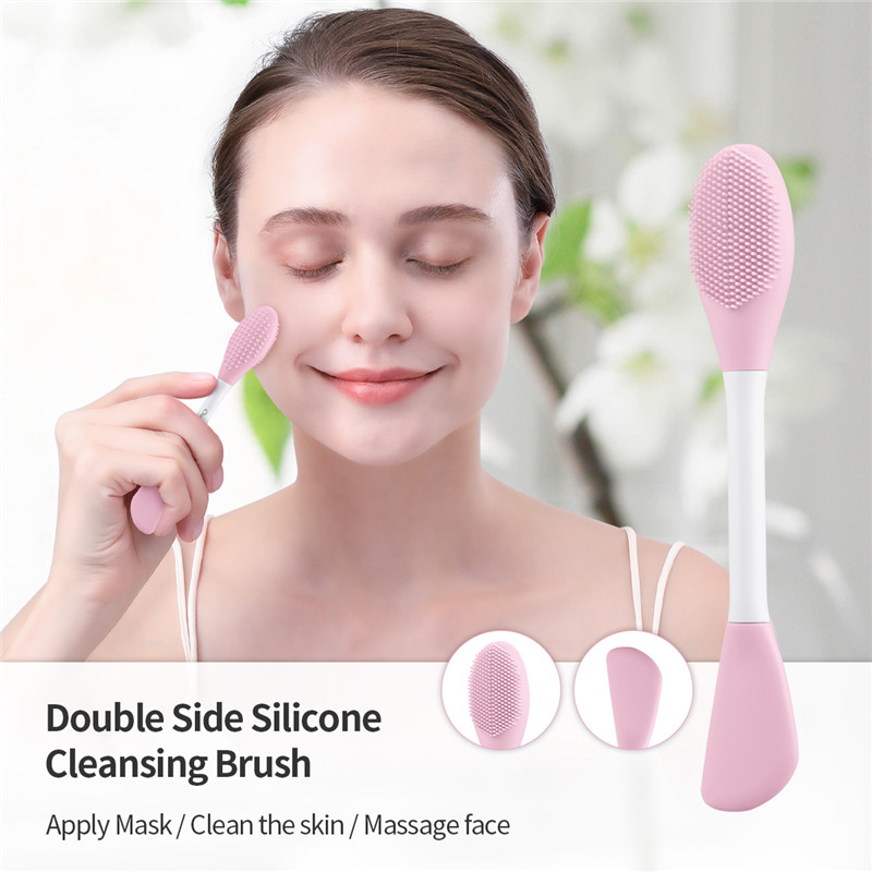 3pcs/set Double Side Silicone Cleansing Brushes Facial Mask Massage Brush Clean Pores Beauty Skin Care Tool Random Color