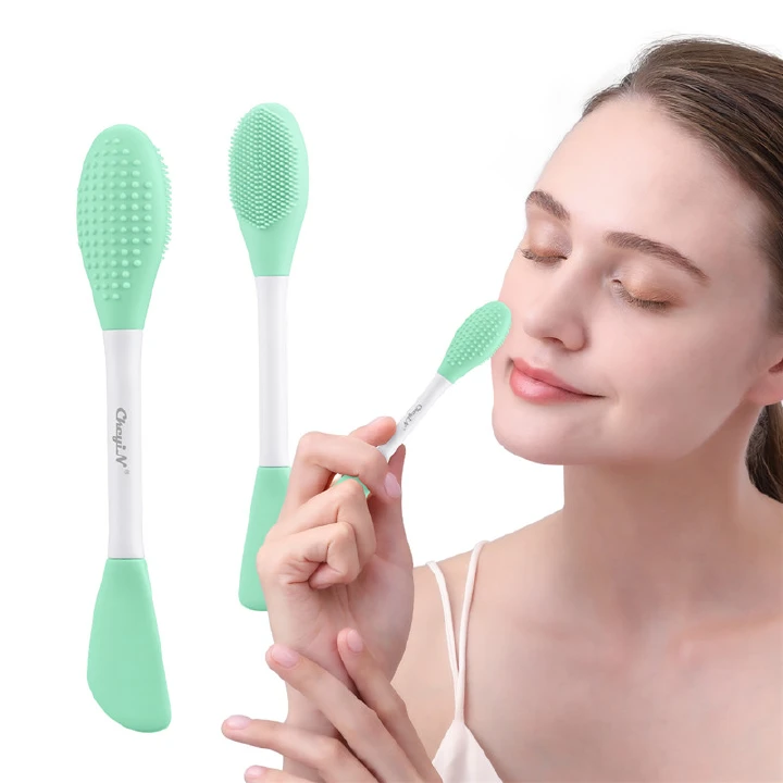 3pcs/set Double Side Silicone Cleansing Brushes Facial Mask Massage Brush Clean Pores Beauty Skin Care Tool Random Color
