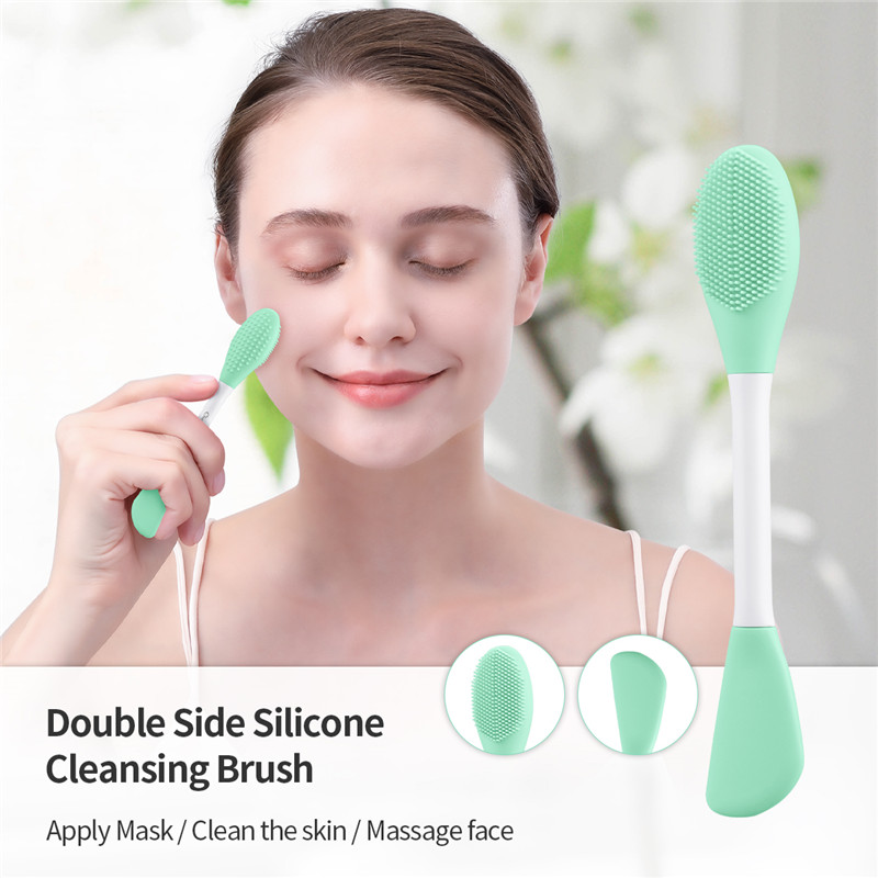3pcs/set Double Side Silicone Cleansing Brushes Facial Mask Massage Brush Clean Pores Beauty Skin Care Tool Random Color