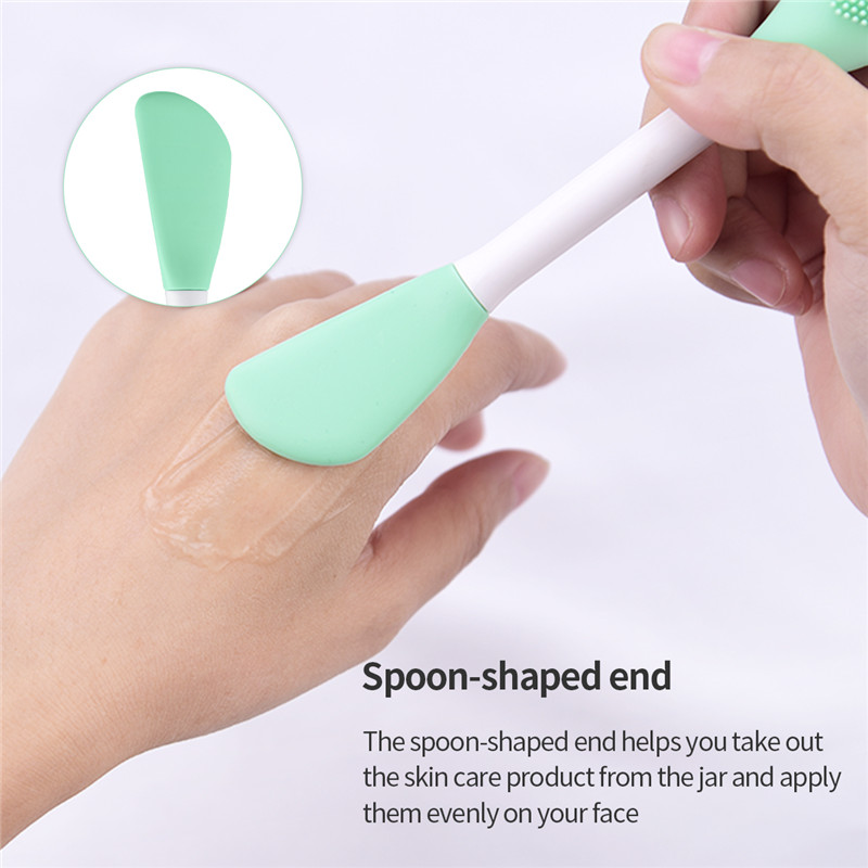 3pcs/set Double Side Silicone Cleansing Brushes Facial Mask Massage Brush Clean Pores Beauty Skin Care Tool Random Color