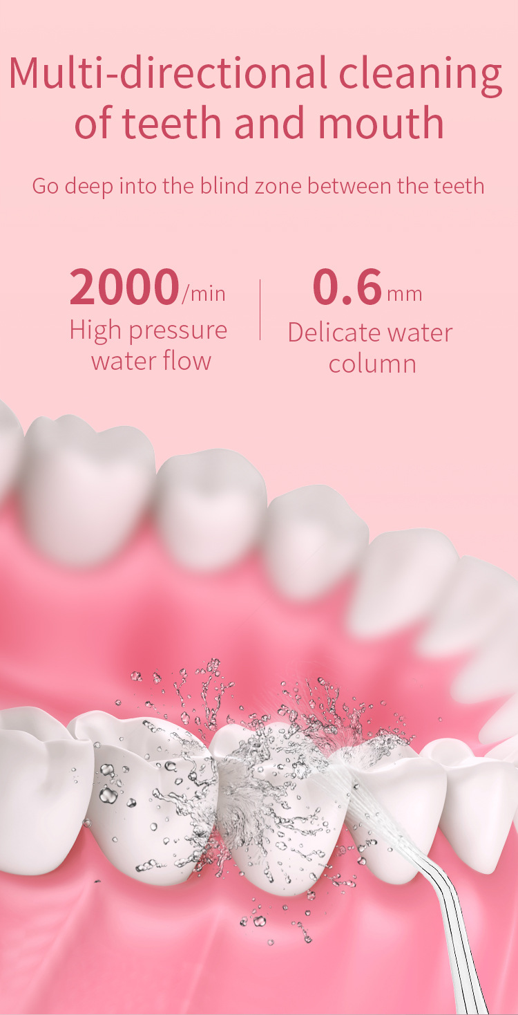 Electric Oral Irrigator 3 Modes With 4 Nozzles Large Water Tank USB Rechargeable Dental Water Flosser Family Travel Use Waterproof Water Jet Floss Teeth Cleaner IPX7 Waterproof