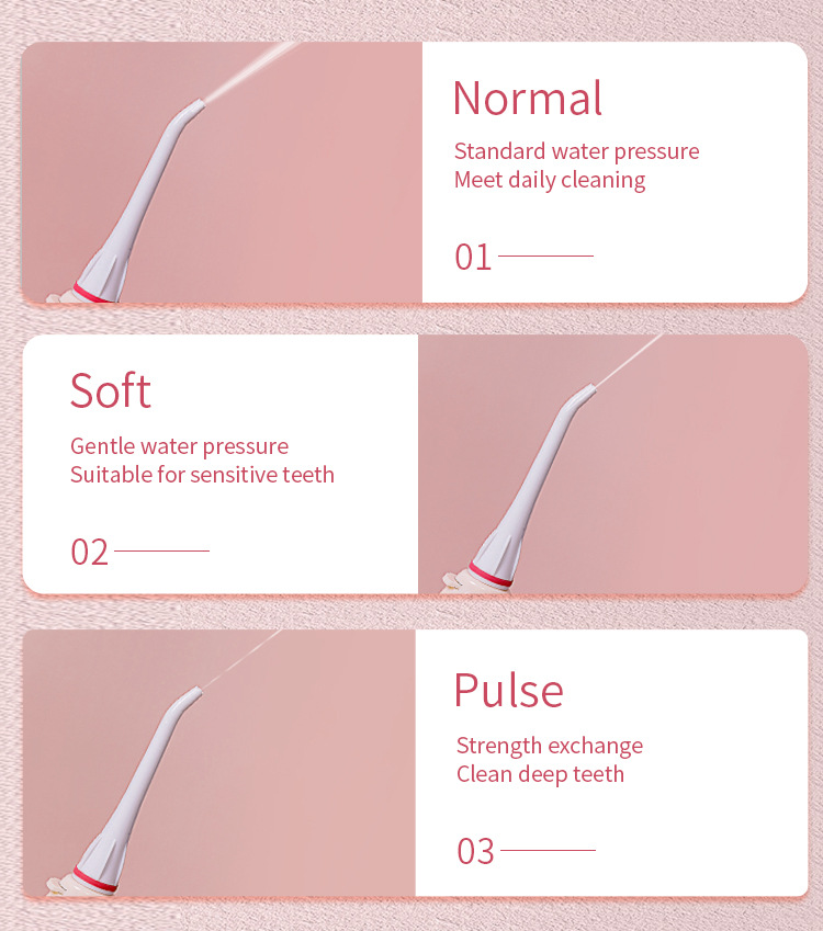 Electric Oral Irrigator 3 Modes With 4 Nozzles Large Water Tank USB Rechargeable Dental Water Flosser Family Travel Use Waterproof Water Jet Floss Teeth Cleaner IPX7 Waterproof