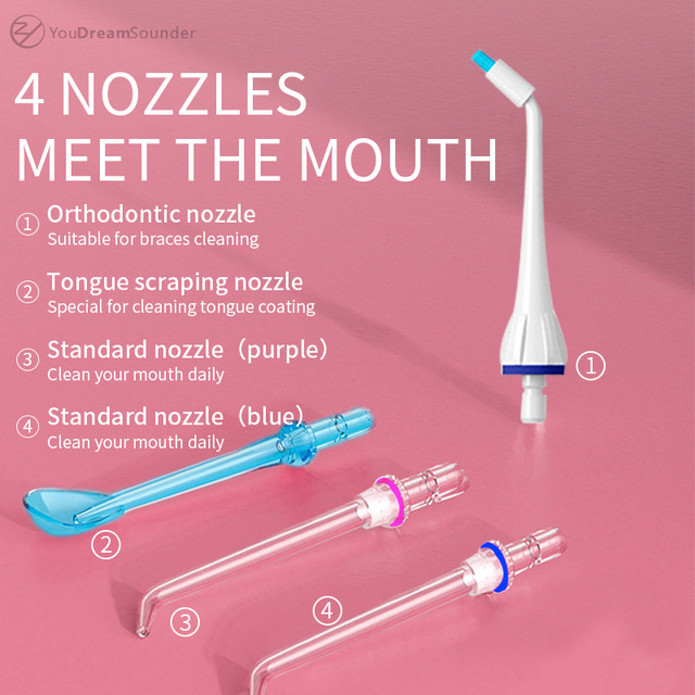 Electric Oral Irrigator 3 Modes With 4 Nozzles Large Water Tank USB Rechargeable Dental Water Flosser Family Travel Use Waterproof Water Jet Floss Teeth Cleaner IPX7 Waterproof