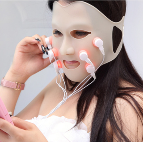 Silicone 3D Facial Mask Electric LED Vibration Beauty Massager Skin Care Rejuvenation Anti-wrinkle Acne Removal Face Beauty Spa