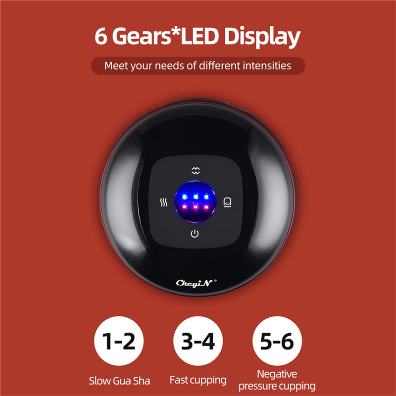 Intelligent Vacuum Cupping Scraping Instrument Electric Heating Meridian Scraping Dredging Massage Relaxation Device Hot Compress Pain Relief USB Wireless Vacuum Breathing Cupping Gua Sha Massager