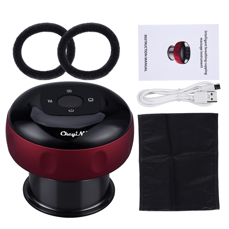 Intelligent Vacuum Cupping Scraping Instrument Electric Heating Meridian Scraping Dredging Massage Relaxation Device Hot Compress Pain Relief USB Wireless Vacuum Breathing Cupping Gua Sha Massager