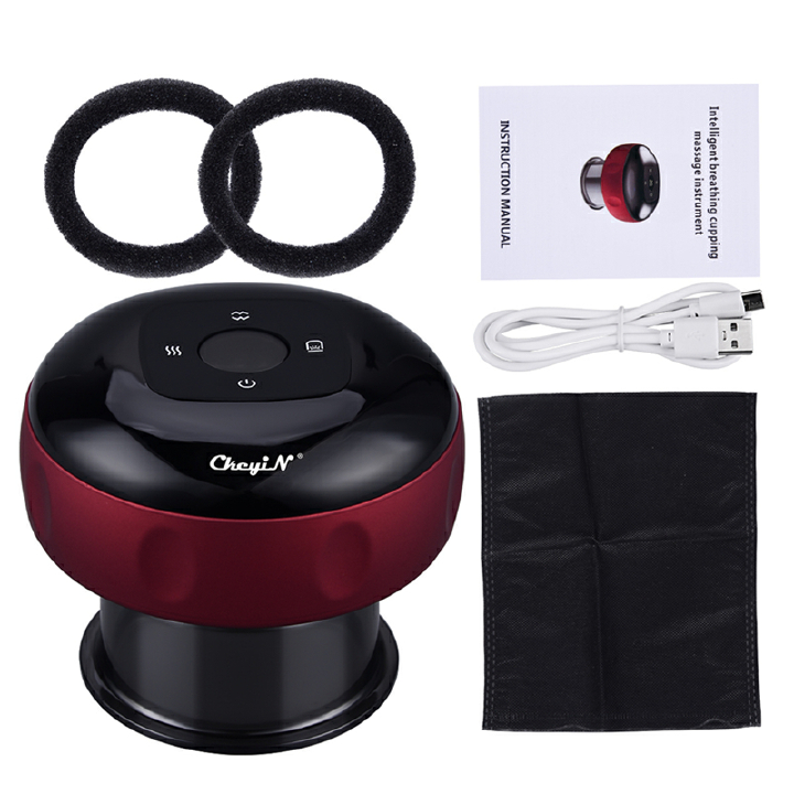 Intelligent Vacuum Cupping Scraping Instrument Electric Heating Meridian Scraping Dredging Massage Relaxation Device Hot Compress Pain Relief USB Wireless Vacuum Breathing Cupping Gua Sha Massager