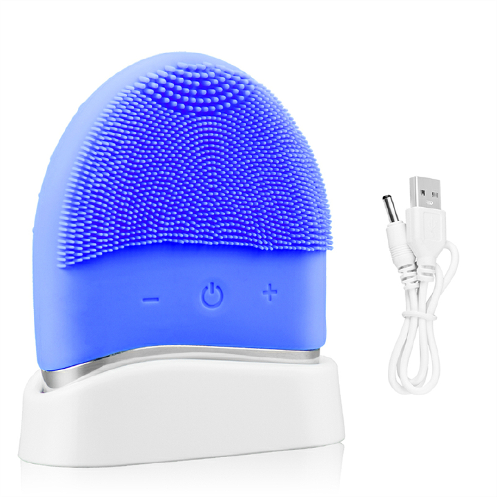 3 in 1 USB Rechargeable Silicone Cleansing Device Tightening Lifting Anti Wrinkles Face Washing Sonic Pore Cleaner Mini Ultrasonic Silicone Vibrating Cleaning Brush