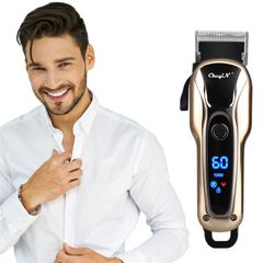 Electric Hair Clipper Cordless 2 Speed Adjustable Rechargeable Hair Trimmer LCD Display Razor for Men 4 Limit Combs Powerful Motor Gold normal