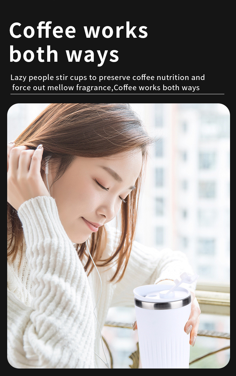 Automatic Mixing Coffee Cup Electric Portable Coffee Cup USB Charging Magnetic Cup Outdoor Farewell Hand Shake Premium Travel Coffee Mug Stainless Steel Thermos Vacuum Water Bottle Tea Mug