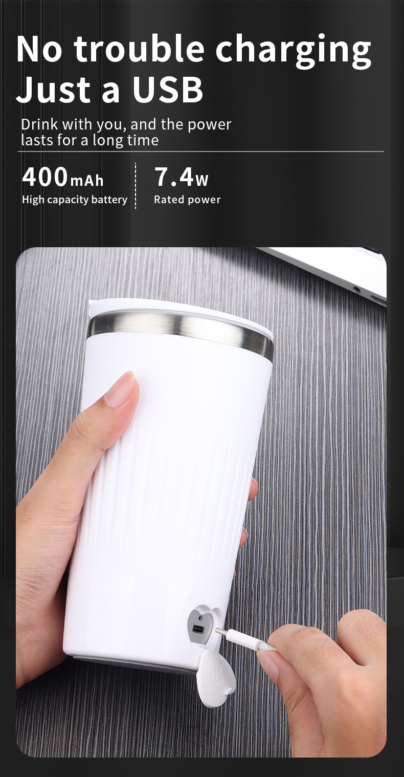 Automatic Mixing Coffee Cup Electric Portable Coffee Cup USB Charging Magnetic Cup Outdoor Farewell Hand Shake Premium Travel Coffee Mug Stainless Steel Thermos Vacuum Water Bottle Tea Mug