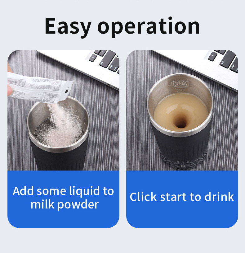 Automatic Mixing Coffee Cup Electric Portable Coffee Cup USB Charging Magnetic Cup Outdoor Farewell Hand Shake Premium Travel Coffee Mug Stainless Steel Thermos Vacuum Water Bottle Tea Mug