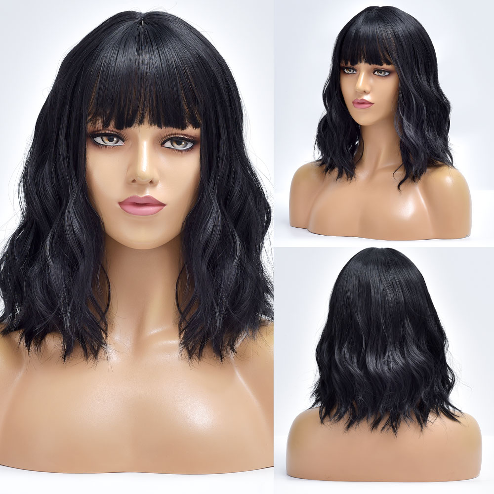 Purple Ombre Short Bob Body Wave Synthetic Wigs For Women Natural Synthetic White Cosplay Synthetic Natural Hair Lolita Pelicula
