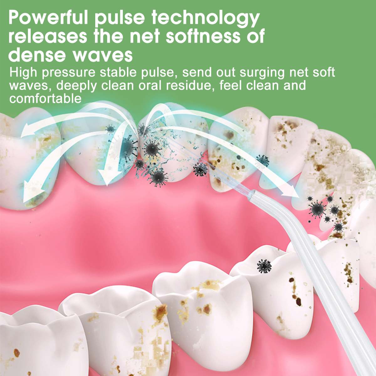 New Arrival Portable High-frequency Pulse Water Flosser Electric Spray Cleaning Oral Irrigator 3 Modes Cordless USB Rechargeable Teeth Cleaner  Dental Water Flosser Jet 220ML Water Tank with 4 Nozzles